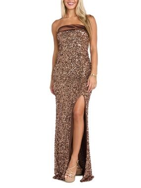 Morgan & Co long formal fitted  slit dress